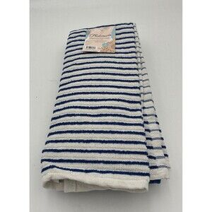 PANTRY KITCHEN TOWELS (3) white and blue 16 X 26 100% COTTON